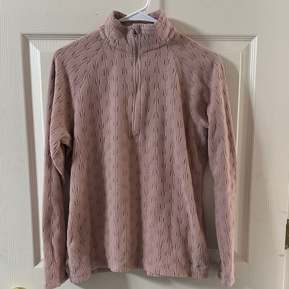 Eddie Bauer Pink Patterned Quarter-Zip Sweater